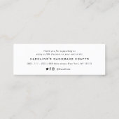 Carte De Visite Mini écriture de coeur merci insérer (Dos)