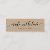 Carte De Visite Mini Écriture détendue Rustic Kraft faite avec amour (Devant)
