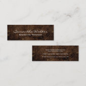 Carte De Visite Mini Écriture manuscrite mince Moderne tendance Brown (Devant / Derrière)