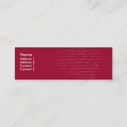 Carte De Visite Mini Écriture rouge - maigre (Devant)