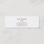 Carte De Visite Mini Écrivain | Tout le travail et pas de jeu... (Dos)