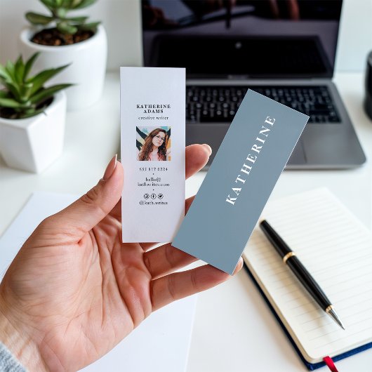 Carte De Visite Mini Editeur photo moderne élégant pastel bleu minimali