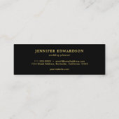 Carte De Visite Mini Elégant aquarelle feuille noir or professionnel (Dos)