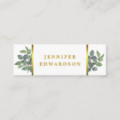 Carte De Visite Mini Elégant aquarelle feuille or blanc professionnel (Devant)