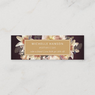 Carte De Visite Mini Elégant automne Floral Plum Gold Référencement Rem