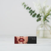 Carte De Visite Mini Elegant Black Typography Photo Makeup (Debout devant)