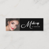 Carte De Visite Mini Elegant Black White Script Photo Makeup (Devant)