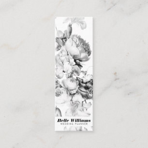 Carte De Visite Mini Elégant blanc fleuri vintage bouquet floral