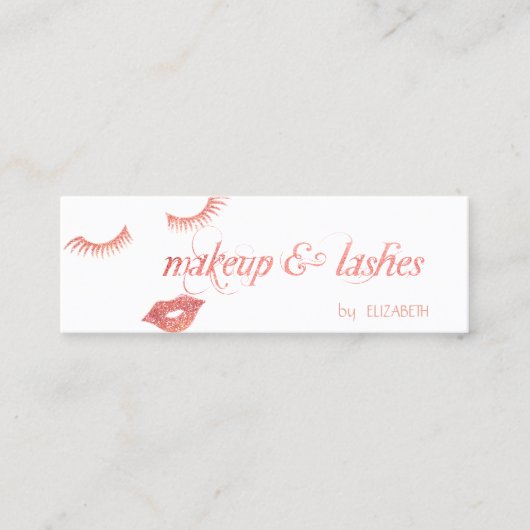 Carte De Visite Mini Elégant blanc moderne, lèvres de Parties scintilla (Devant)