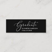 Carte De Visite Mini Élégant blanc Script noir Nom du diplôme (Devant)