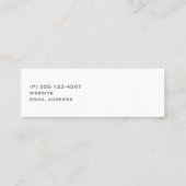 Carte De Visite Mini Elégant blanc sur gris - Design simple et élégant (Dos)