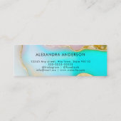 Carte De Visite Mini Élégant Blue Gold Accents Agate Marbre Opal (Dos)