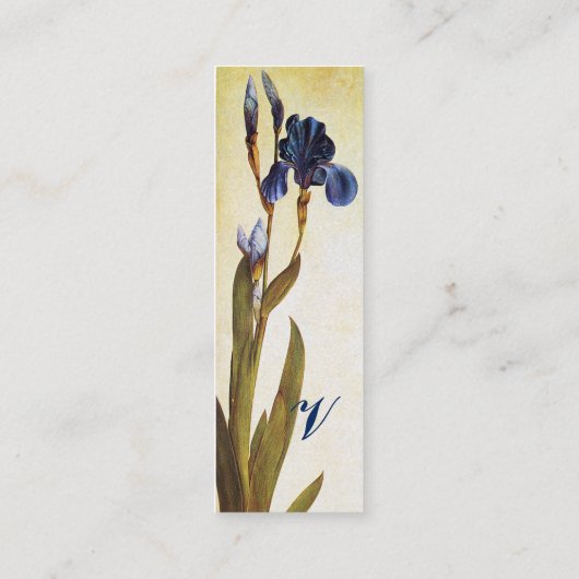 Carte De Visite Mini ÉLÉGANT BLUE IRIS Monogramme (Dos)