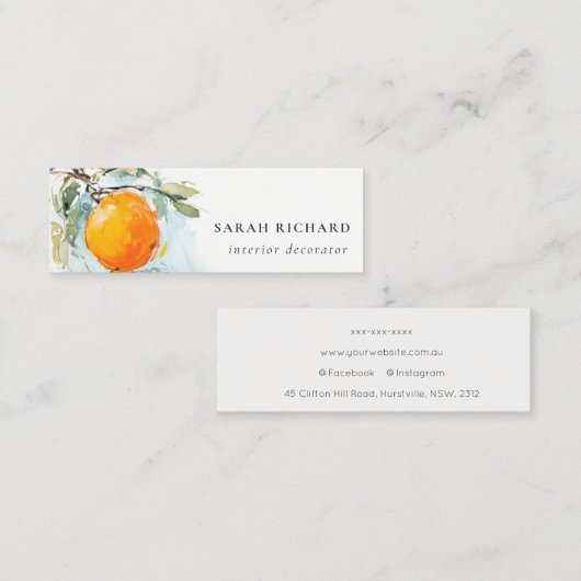 Carte De Visite Mini Elégant Boho moderne Abstrait Sketchy Orange Garde (Devant / Derrière)