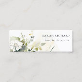 Carte De Visite Mini Élégant Boho moderne Abstrait vert blanc floral (Devant)