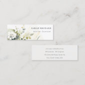 Carte De Visite Mini Élégant Boho moderne Abstrait vert blanc floral (Devant / Derrière)