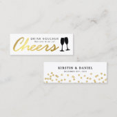 Carte De Visite Mini Élégant bon de boisson gratuit de fête | Blanc dor (Devant / Derrière)