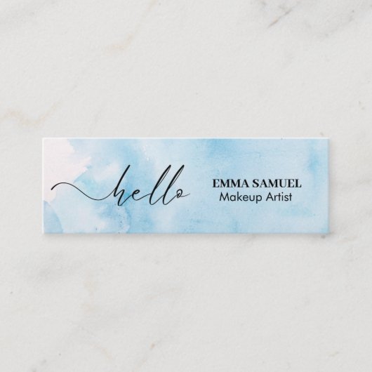 Carte De Visite Mini Élégant Bonjour Minimal Calligraphie Marine bleu (Devant)