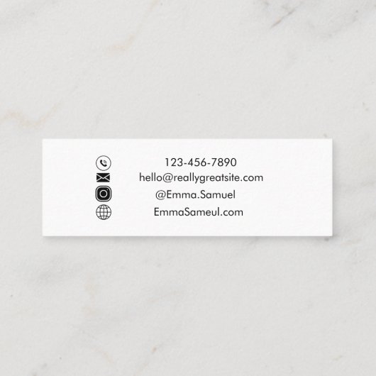 Carte De Visite Mini Élégant Bonjour Minimal Calligraphie Marine bleu (Dos)