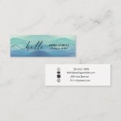 Carte De Visite Mini Élégant Bonjour Minimal Calligraphie Marine Océan (Devant / Derrière)
