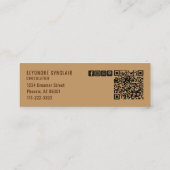 Carte De Visite Mini Elegant Brown Chocolatier Social Icon QR Code  (Dos)