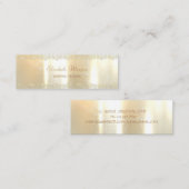 Carte De Visite Mini Élégant Charmant Chic, Faux Gold, Dentelle Or (Devant / Derrière)