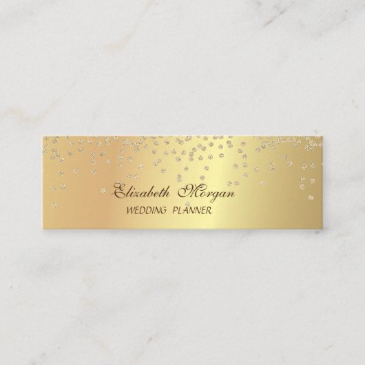 Carte De Visite Mini Élégant Chic Faux Gold-Diamonds (Devant)