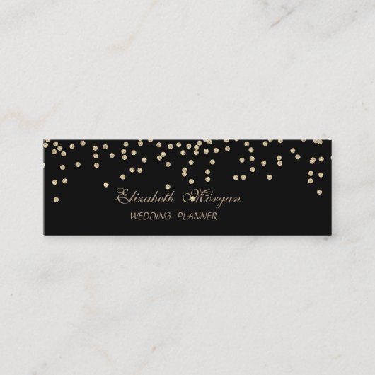 Carte De Visite Mini Élégant Chic Faux Gold-Diamonds (Devant)