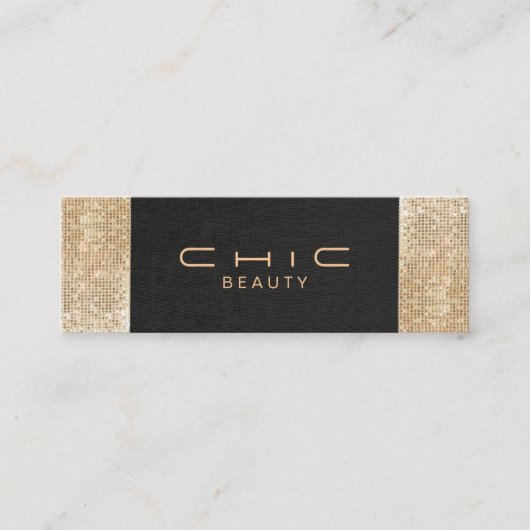 Carte De Visite Mini Elégant Chic Linge Noir Sequin Or Beauté (Devant)