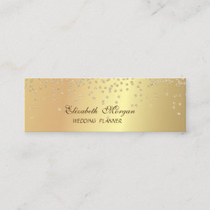 Carte De Visite Mini Élégant Chic Luxueux Faux Diamants Dorés