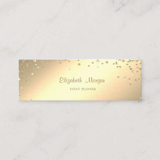 Carte De Visite Mini Élégant Chic Simple Or Diamants (Devant)