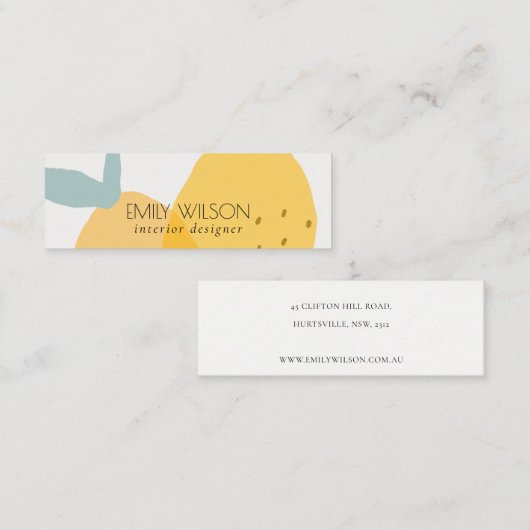 Carte De Visite Mini Élégant Citron jaune Fruité Citrus brillant (Devant / Derrière)