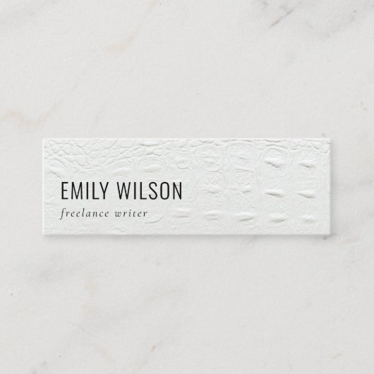 Carte De Visite Mini Elégant Classy Simple Ivory Blanc Cuir Texture (Devant)