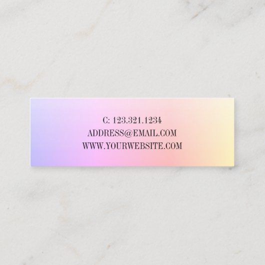 Carte De Visite Mini Élégant clou holographique chic (Dos)