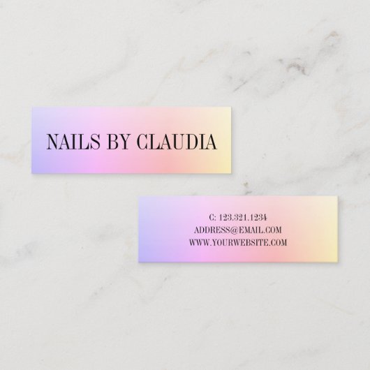 Carte De Visite Mini Élégant clou holographique chic (Devant / Derrière)