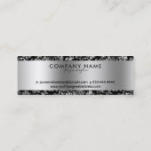 Carte De Visite Mini Élégant Damas Noir Et Argent (Dos)