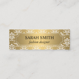 Carte De Visite Mini Elégant Damas / Or Metallic