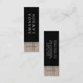 Carte De Visite Mini Elégant Décor en bois simple et noir (Devant / Derrière)