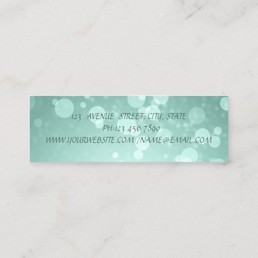 Carte De Visite Mini Élégant Design Glamour Proffesional Green Bokeh (Dos)