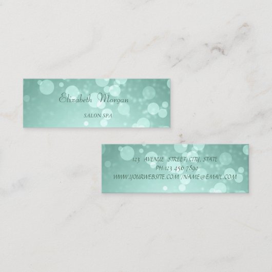Carte De Visite Mini Élégant Design Glamour Proffesional Green Bokeh (Devant / Derrière)