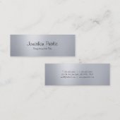 Carte De Visite Mini Élégant design moderne à main libre Script Silver  (Devant / Derrière)