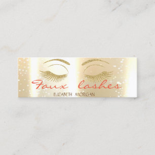 Carte De Visite Mini Élégant Design Moderne Brillant, Or, Faux Lashes