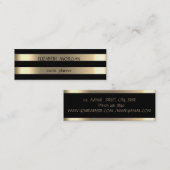 Carte De Visite Mini Élégant Design Moderne Or Grillé, Noir (Devant / Derrière)