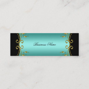 Carte De Visite Mini Élégant Elite Classy Turquoise Blue Black Gold