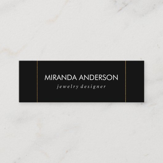 Carte De Visite Mini Elégant Faux Bordure Dorée Noir Blanc (Devant)