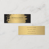 Carte De Visite Mini Elégant Faux métal or et noir (Devant / Derrière)
