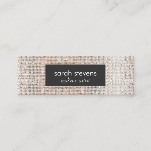 Carte De Visite Mini Élégant Faux Séquins Argent Beauté Mode Rétro (Devant)