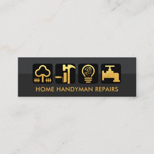 Carte De Visite Mini Elegant Gold Entrepreneur's Handyman Tools (Devant)