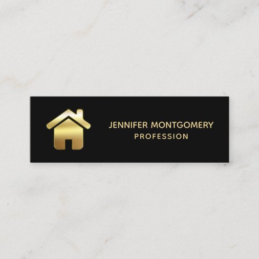 Carte De Visite Mini Elegant Gold House Symbole Real Estate Design (Devant)