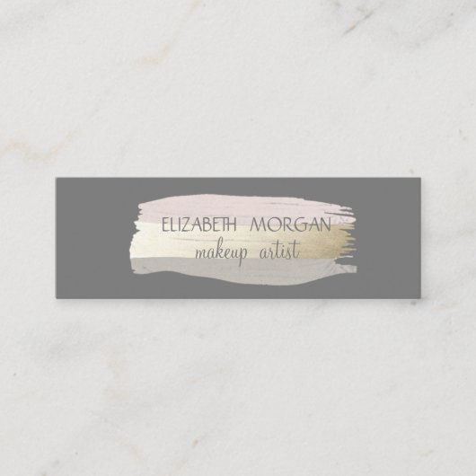 Carte De Visite Mini Élégant Gris Simple, Brosse À Huile (Devant)
